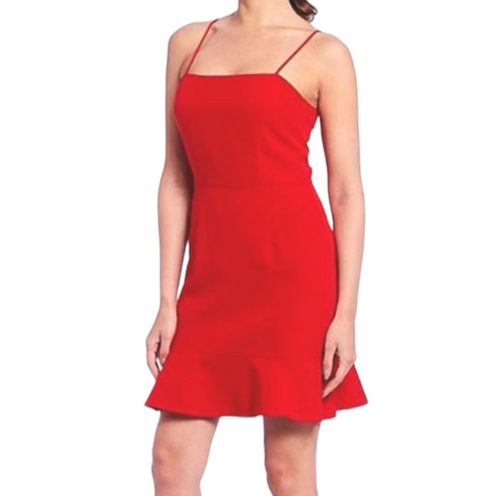 Gianni Bini | Red “Evie” Dress with Adjustable Straps and Square Neck